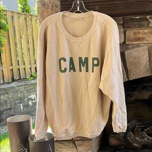 Beige CAMP Oat Collection Sweatshirt with Green Lettering Large